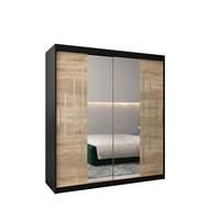 SCHWEBETÜRENSCHRANK 200/180/62 2-türig - Silberfarben/Schwarz, Holz/Kunststoff (180/200/62cm) - Abiks Möbel