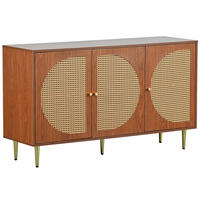 SIDEBOARD Nussbaum 129,8x76x40 cm mit Rattantüren - Braun, Holz (130/76/40cm) - Kaket