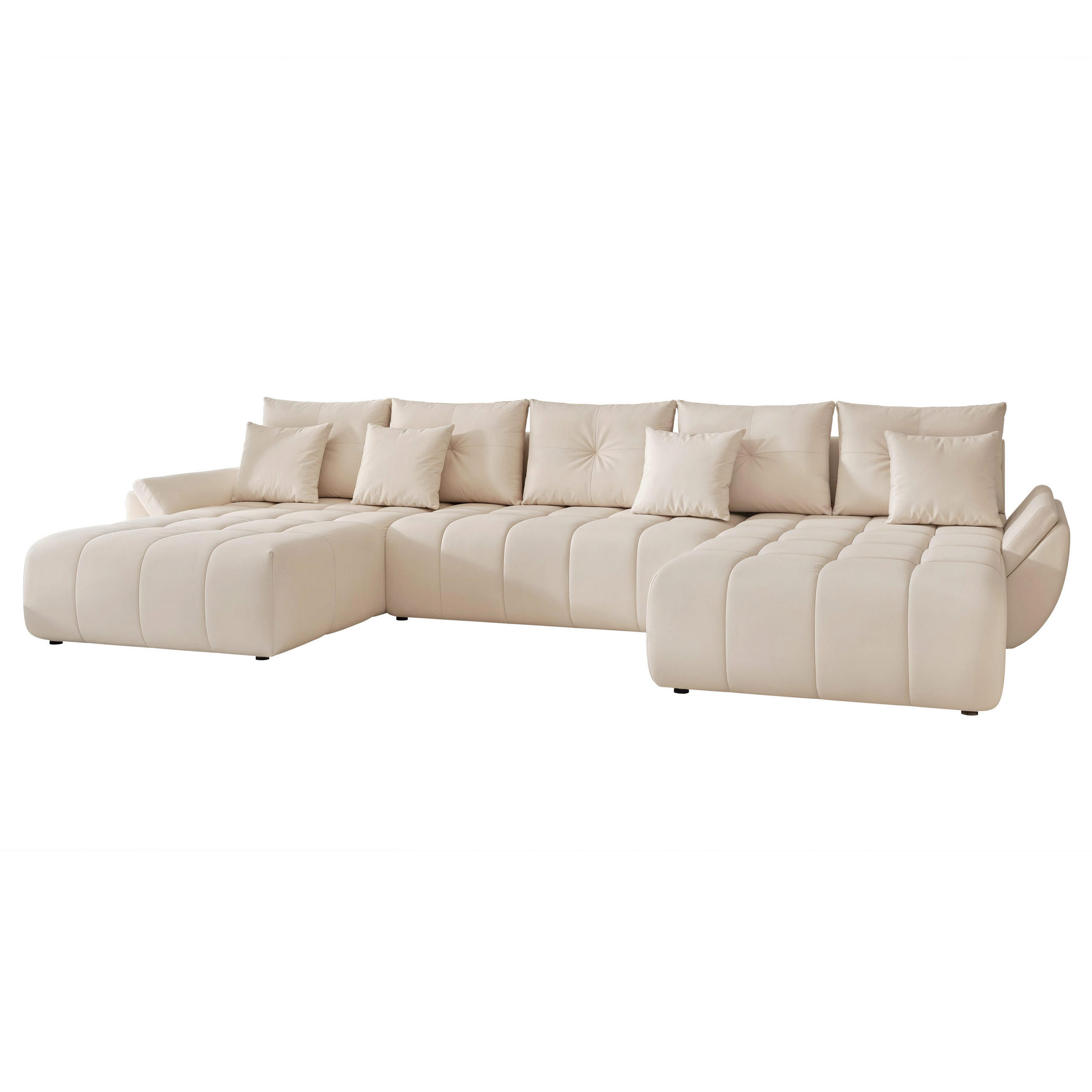 WOHNLANDSCHAFT DIEGO mit Schlaffunktion und Bettkasten Creme - Creme, Holzwerkstoff/Kunststoff (382/91/190cm) - Idohome