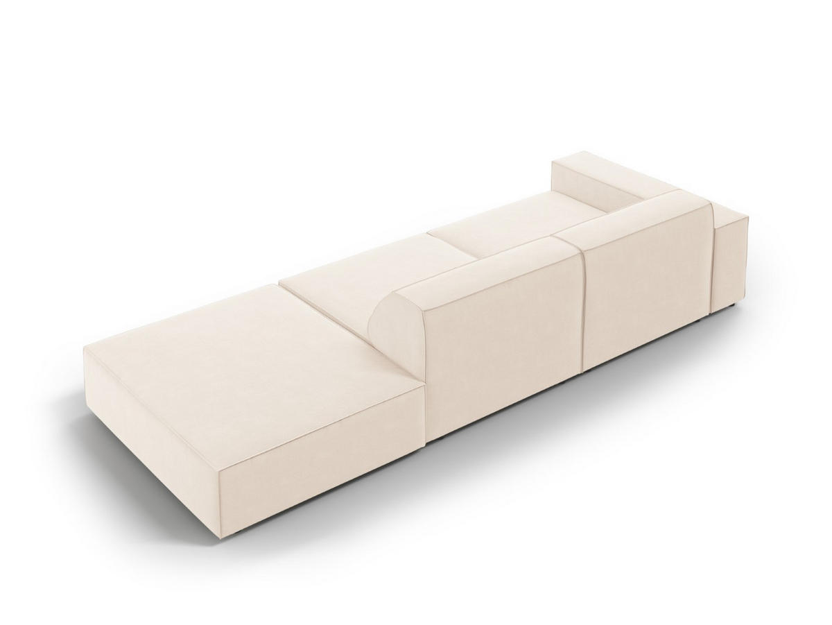 SOFA Jodie aus Samt leichtes beige 3 Sitzplätze - Beige, Textil (262/70/102cm) - Micadoni
