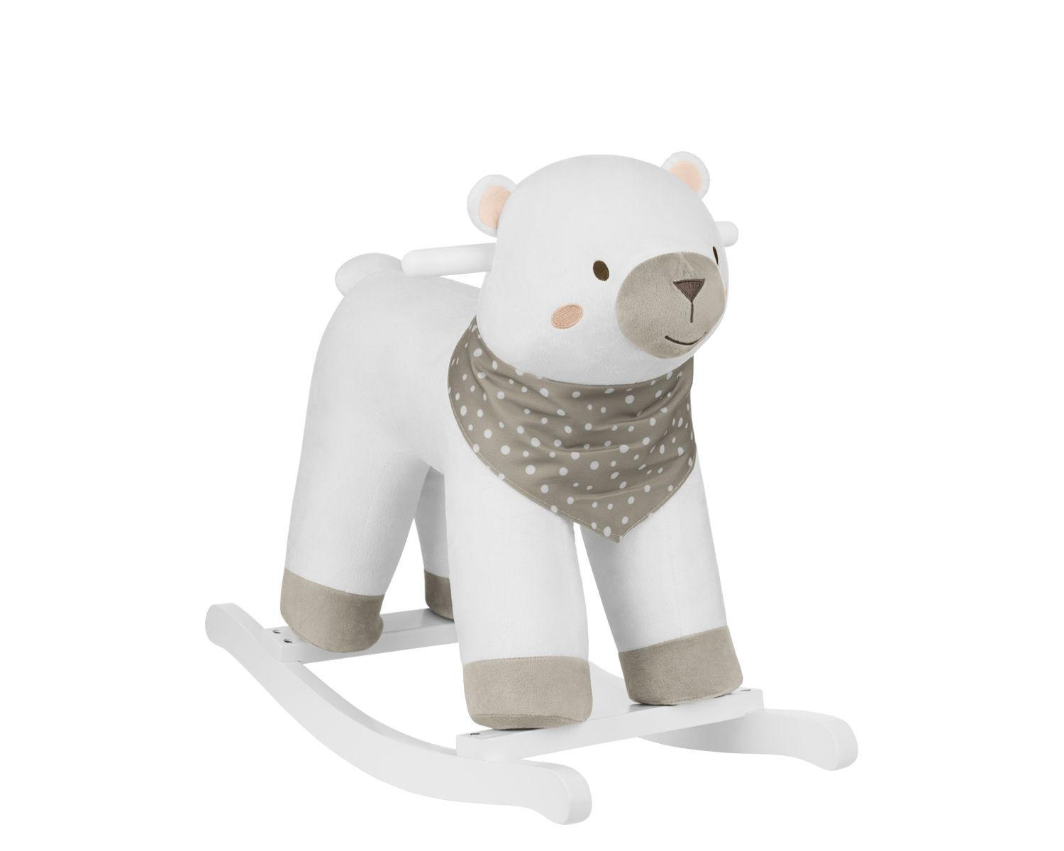 SCHAUKELTIER Bär weiß Plüsch, Holzgriffe, Holzkufen, ab 18 Monate, bis 30 kg, Geschenkbox - Weiß, Textil (26/52/64cm) - Kikka boo