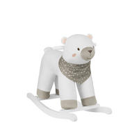 SCHAUKELTIER Bär weiß Plüsch, Holzgriffe, Holzkufen, ab 18 Monate, bis 30 kg, Geschenkbox - Weiß, Textil (26/52/64cm) - Kikka boo