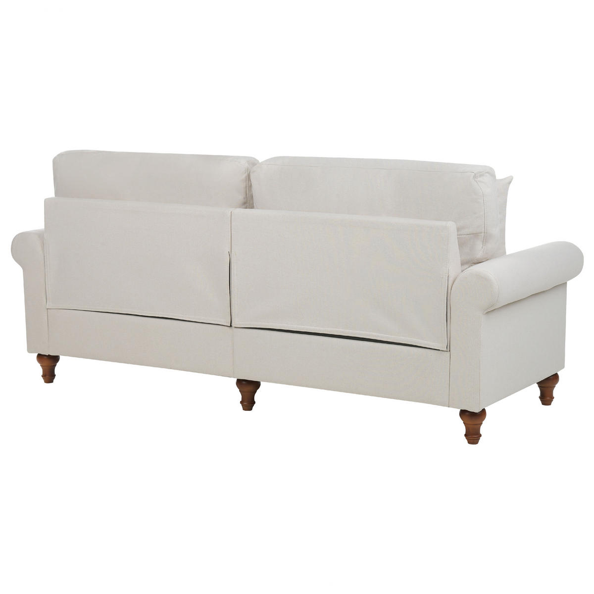 3-SITZER-SOFA hellbeige Ginnerup - Beige/Dunkelbraun, Textil (195/84/76cm) - Beliani