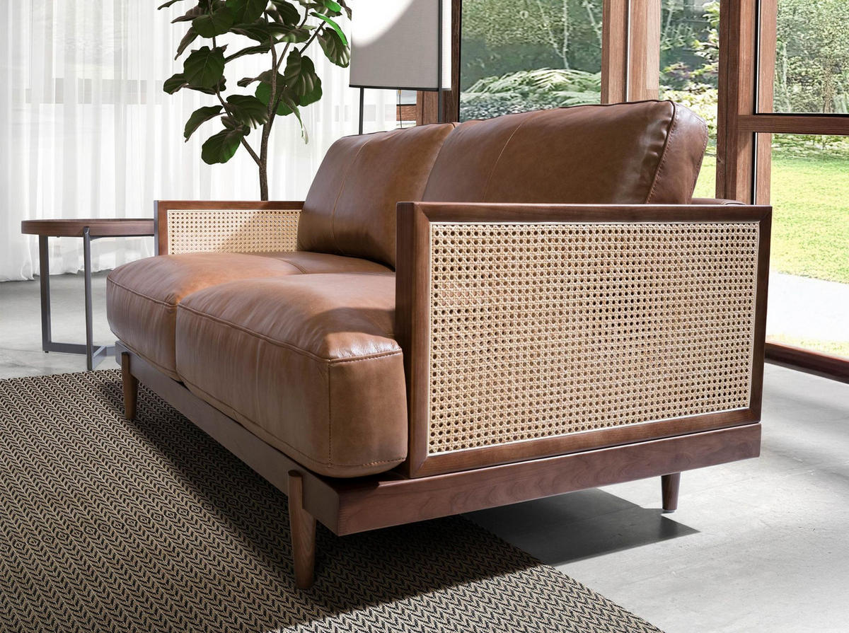 SOFA 2-Sitzer-Sofa aus braunem Leder 164/96/83 cm - Walnussfarben/Braun, Leder (164/83/96cm) - ANGEL CERDA