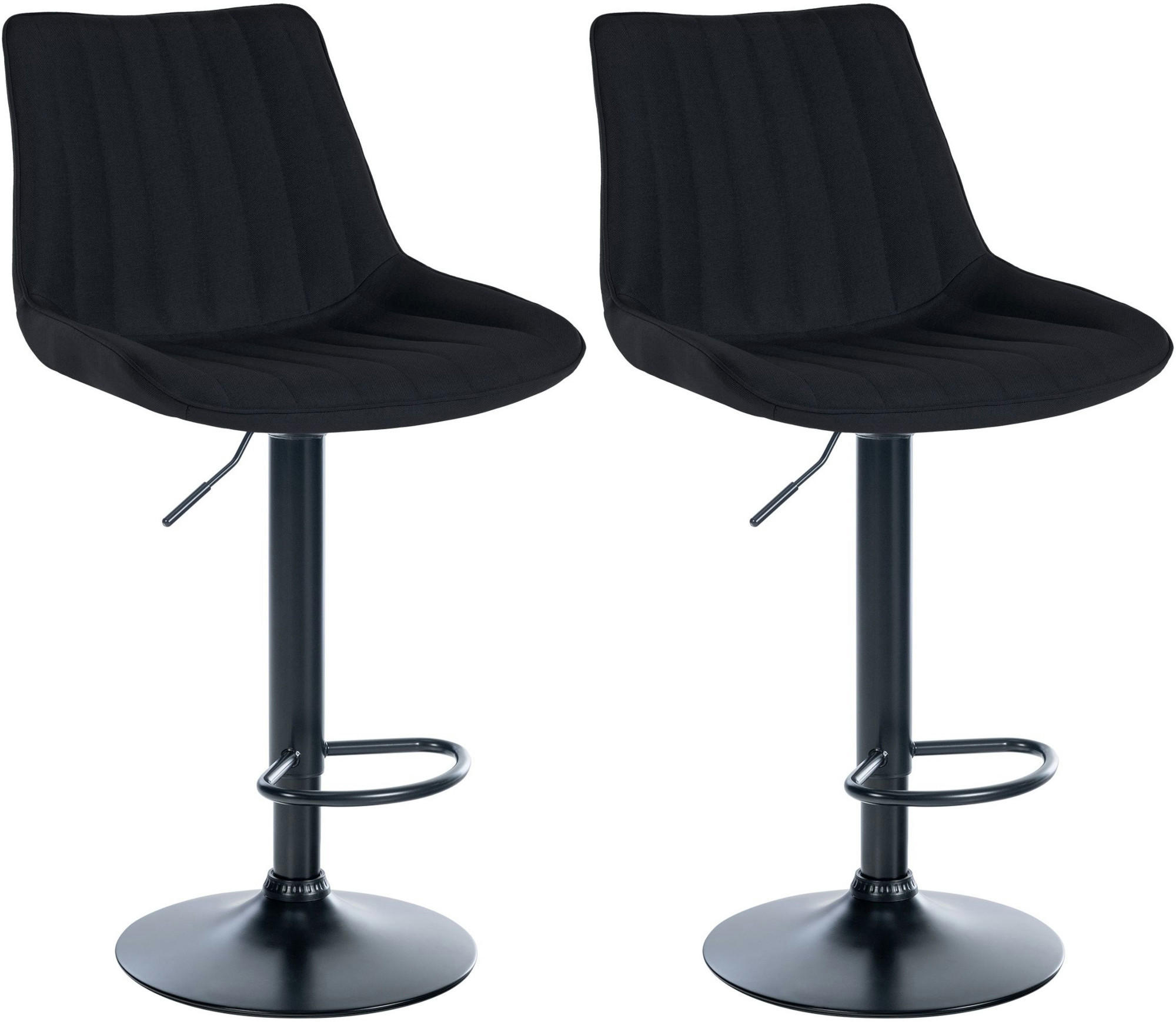 BARHOCKER 2er Set Stoff schwarz - Schwarz, Textil/Metall (49.5/91/50cm) - CLP