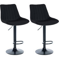 BARHOCKER 2er Set Stoff schwarz - Schwarz, Textil/Metall (49.5/91/50cm) - CLP