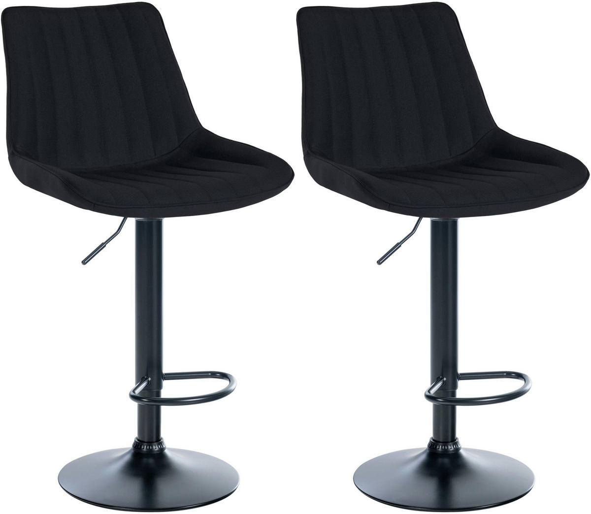 BARHOCKER 2er Set Stoff schwarz - Schwarz, Textil/Metall (49.5/91/50cm) - CLP