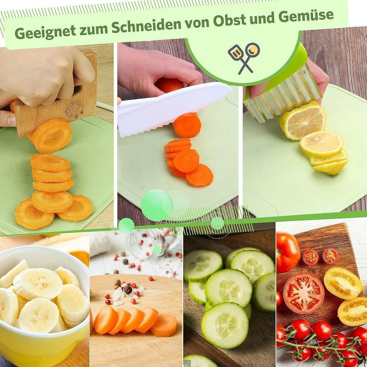 KINDERMESSER 8-teiliges Set Holz und Kunststoff - Multicolor, Holz