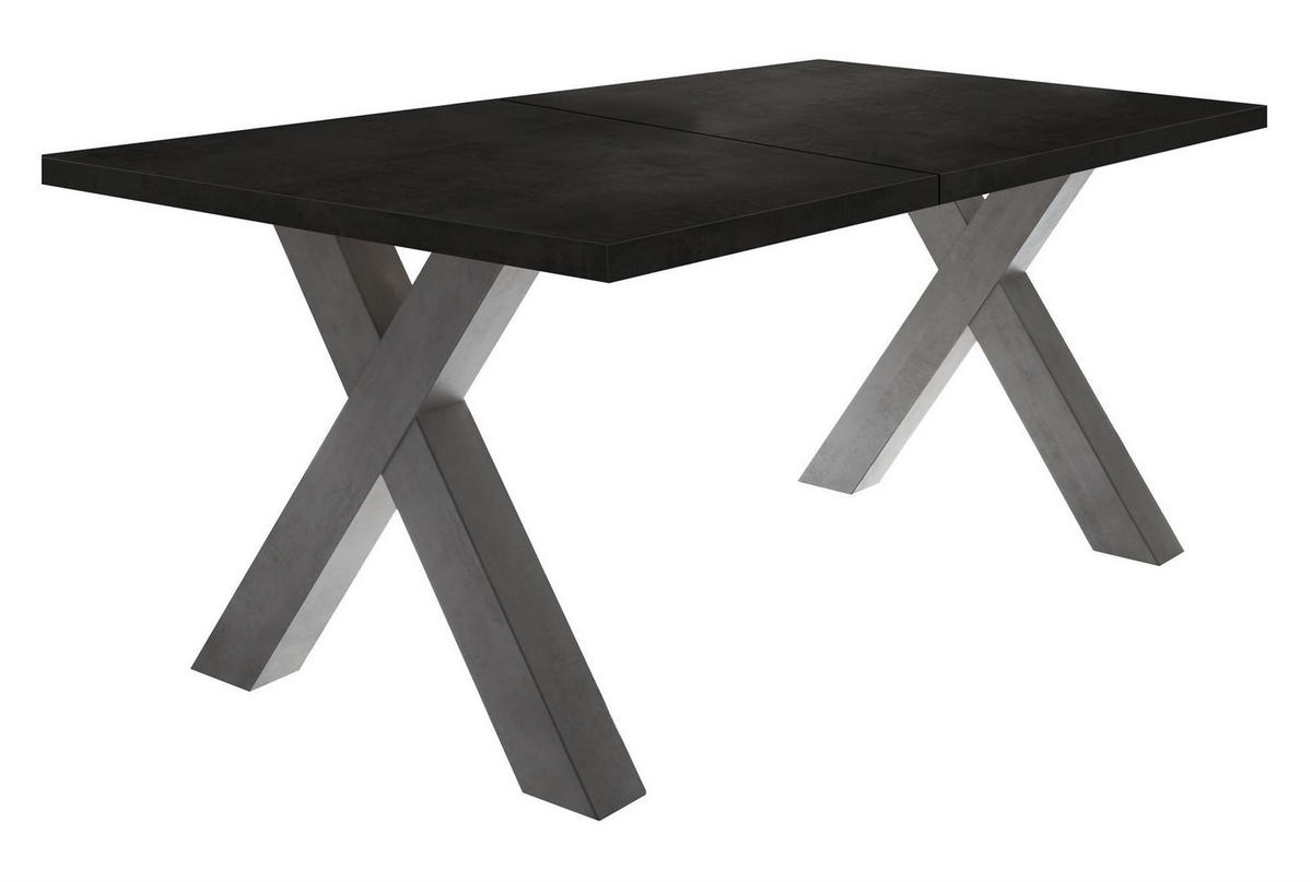 ESSTISCH ausziehbar Eike 3 140 x 90 x 75 Esszimmertisch Graphit/Schwarzstahl - Schwarz, Holz (140/90/75cm) - 58aufmkessel