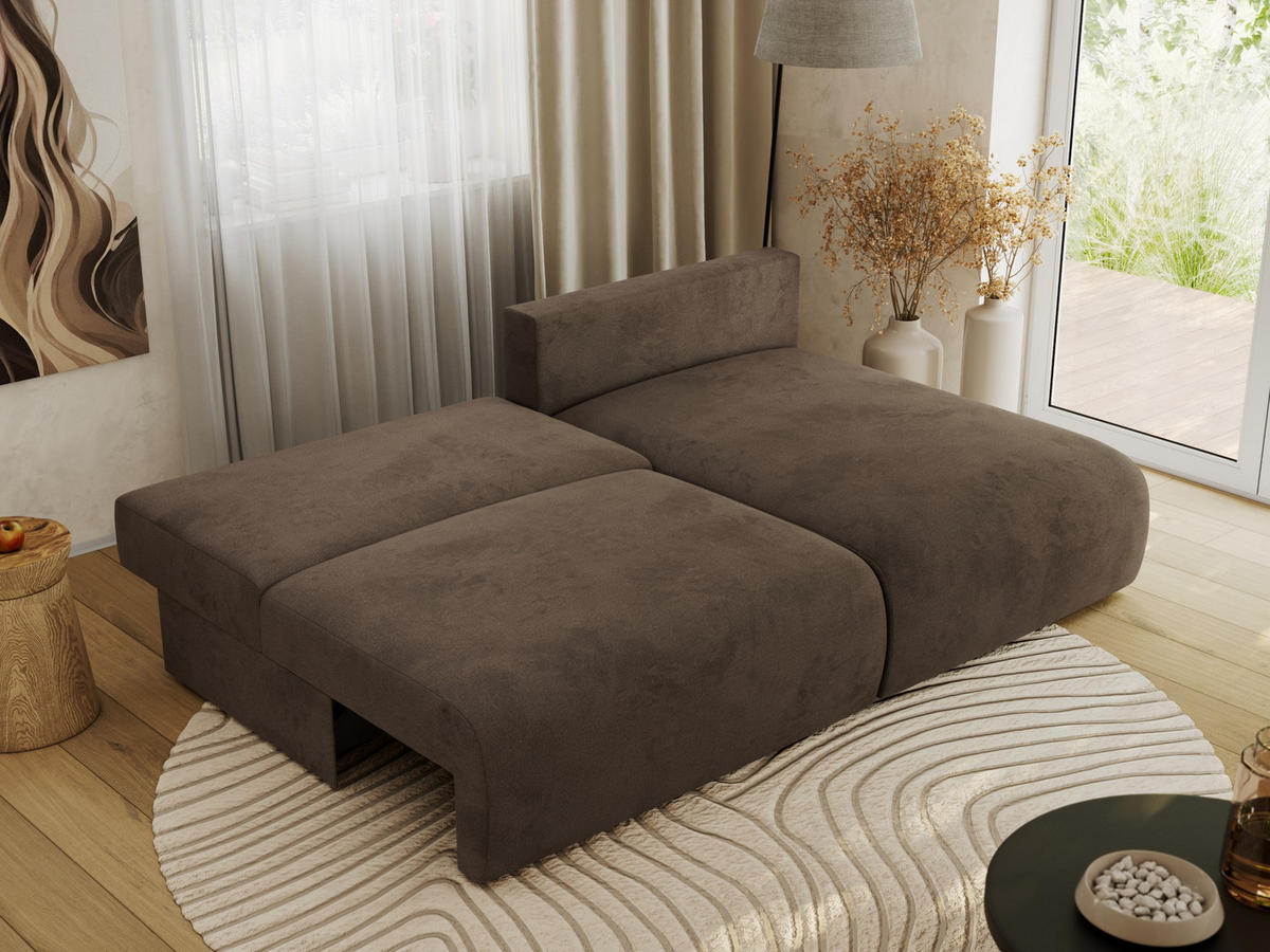 ECKSCHLAFSOFA VIVO L Braun Velvet - rechts - Schwarz/Braun, Kunststoff/Textil (150/223cm) - MKS