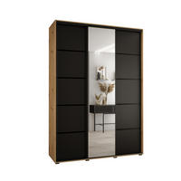 SCHWEBETÜRENSCHRANK 235,2/180/60 3-türig - Schwarz/Eiche Artisan, Holz/Metall (180/235/60cm) - Abiks Möbel