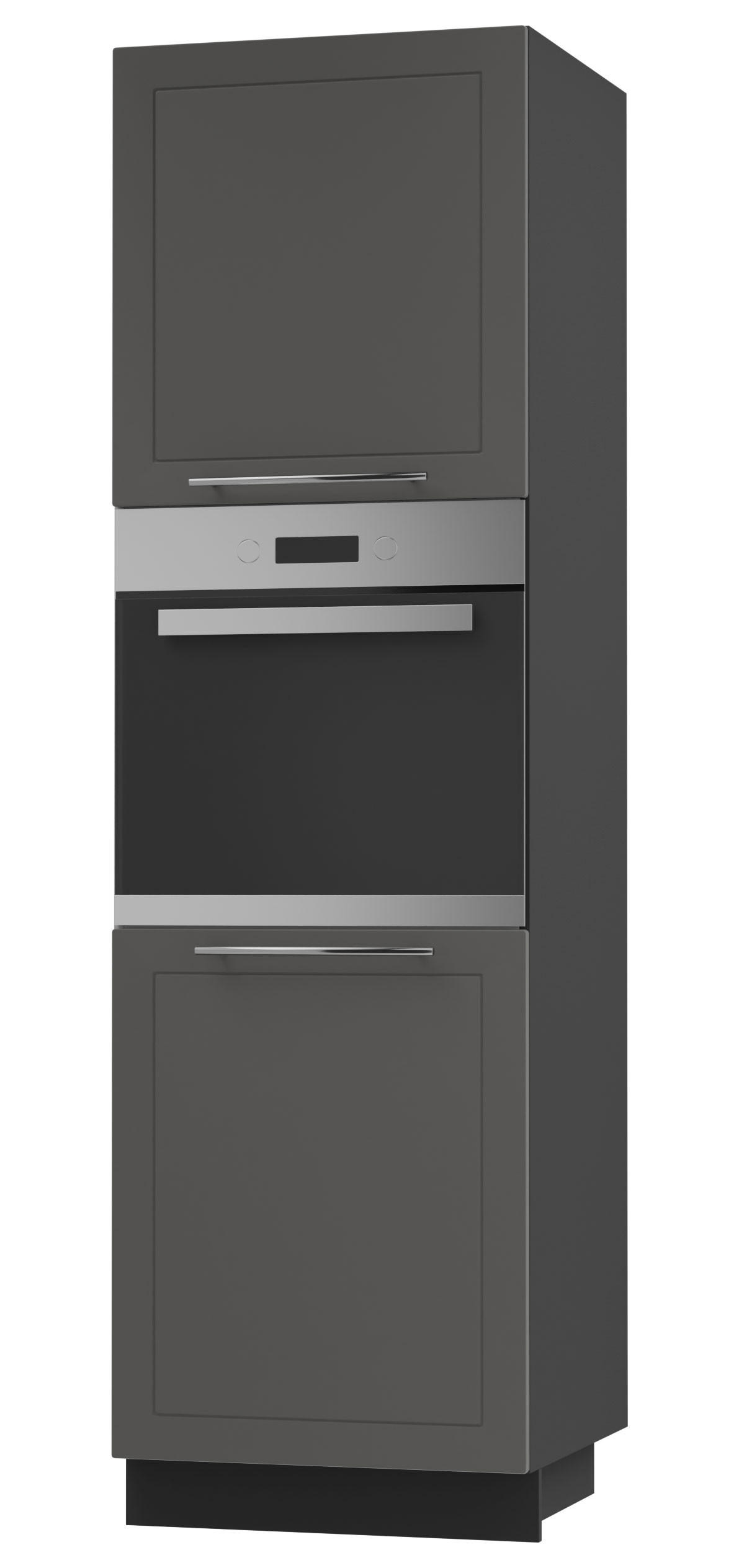 BACKOFENHOCHSCHRANK Kvantum D14/RU/2D Graphit Matt / Schwarz Matt 60 / 59 / 207cm - Schwarz/Graphitfarben, Holz/Holzwerkstoff (60/207/59cm) - Feldmann-Wohnen
