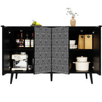 SIDEBOARD 120/35/78 cm mit 2 Türen, Metallbeinen und geometrischer Front - Schwarz, Holzwerkstoff (120/78/35cm) - BEAOK