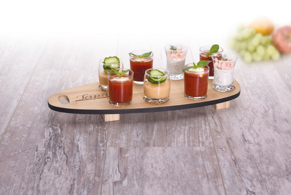 SERVIER-SET für Snack Braun 40,5/6,6/18,5 cm - Braun, Glas (6.6/18.5/40.5cm) - Excellent Houseware