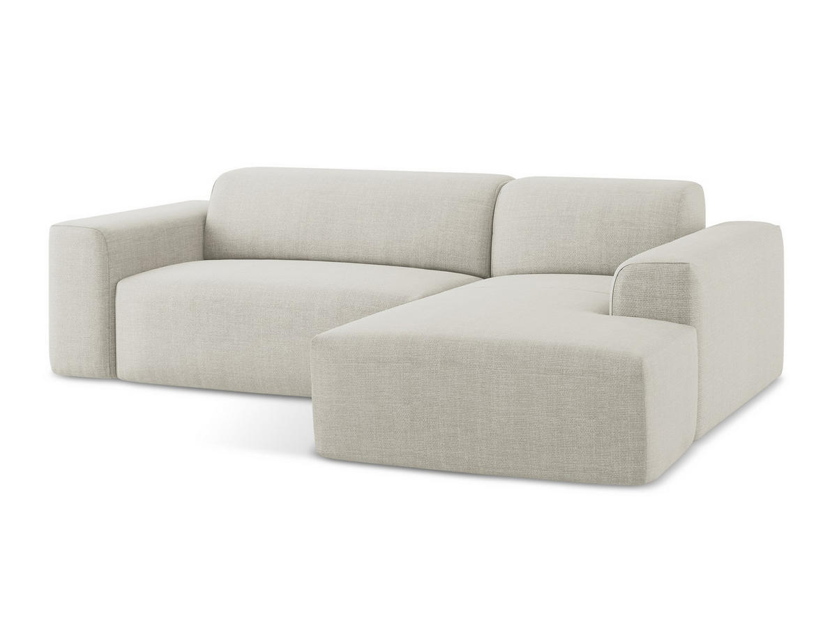 POUF Strukturstoff Beige - Creme/Schwarz, Holzwerkstoff/Kunststoff (75/37/75cm) - Makamii