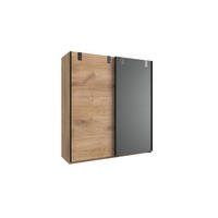 SCHWEBETÜRENSCHRANK Liverpool in Plankeneiche und Graphit 180 cm breit - Braun, Holzwerkstoff (80/200/120cm)