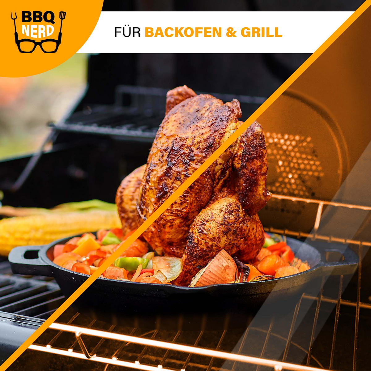 HÄHNCHENBRÄTER aus Gusseisen Ø28cm - Schwarz, Metall (29/12/29cm) - BBQ Nerd