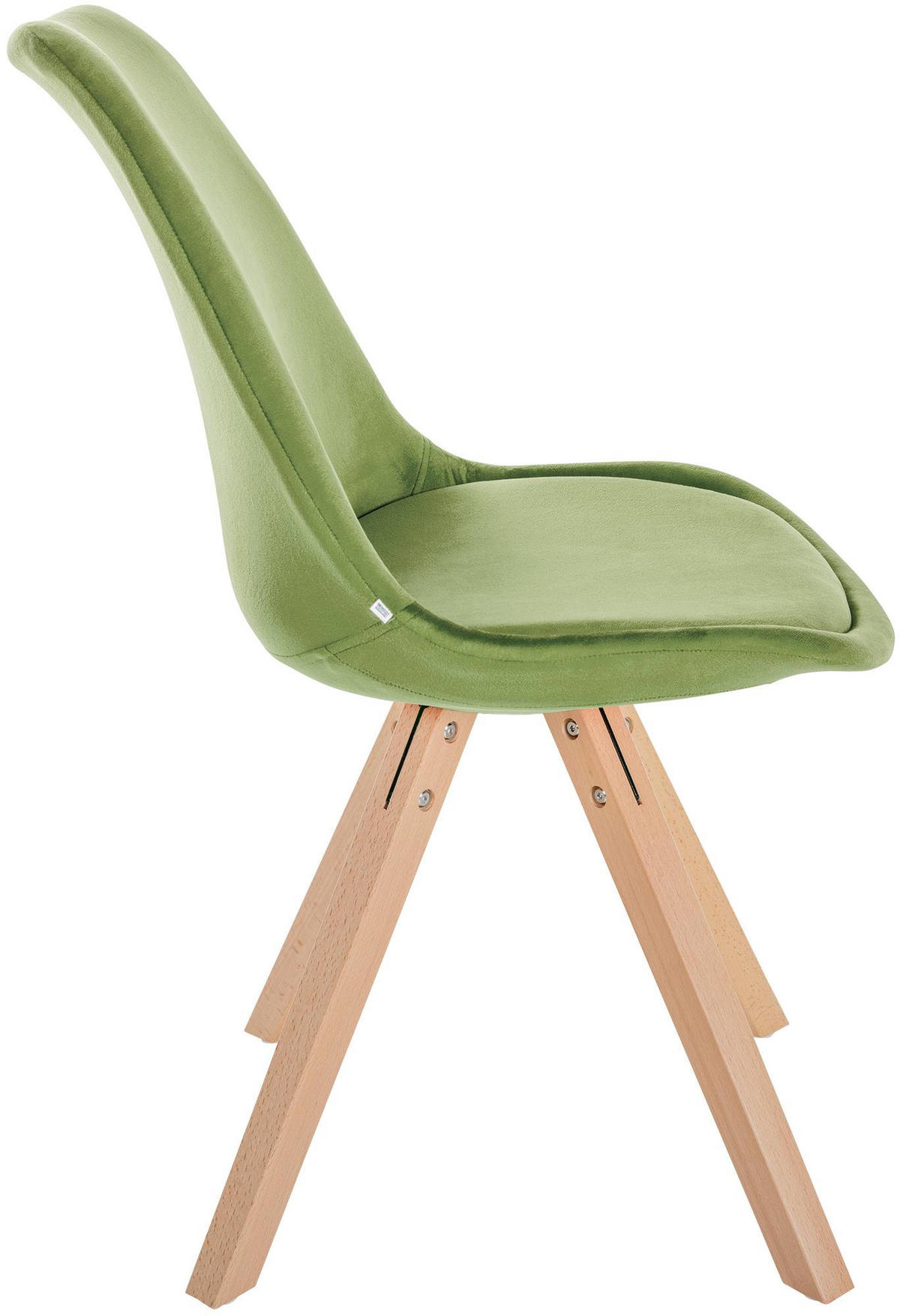 STUHL 4er Set Samt hellgrün - Naturfarben/Hellgrün, Holz/Textil (48/81/54cm) - CLP