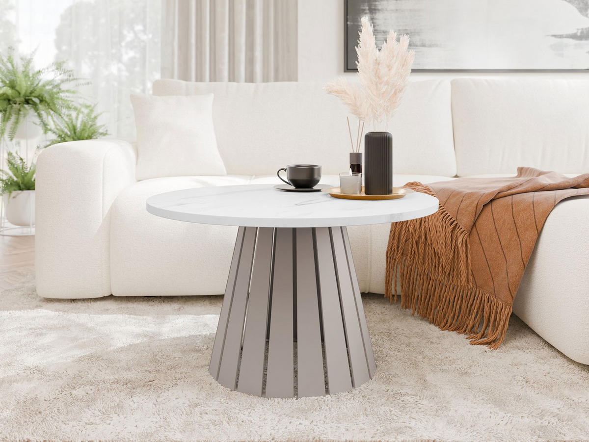COUCHTISCH Circolo Cashmere - Kaschmir/Weiß, Holzwerkstoff/Metall (75/75/45cm) - MIRJAN24