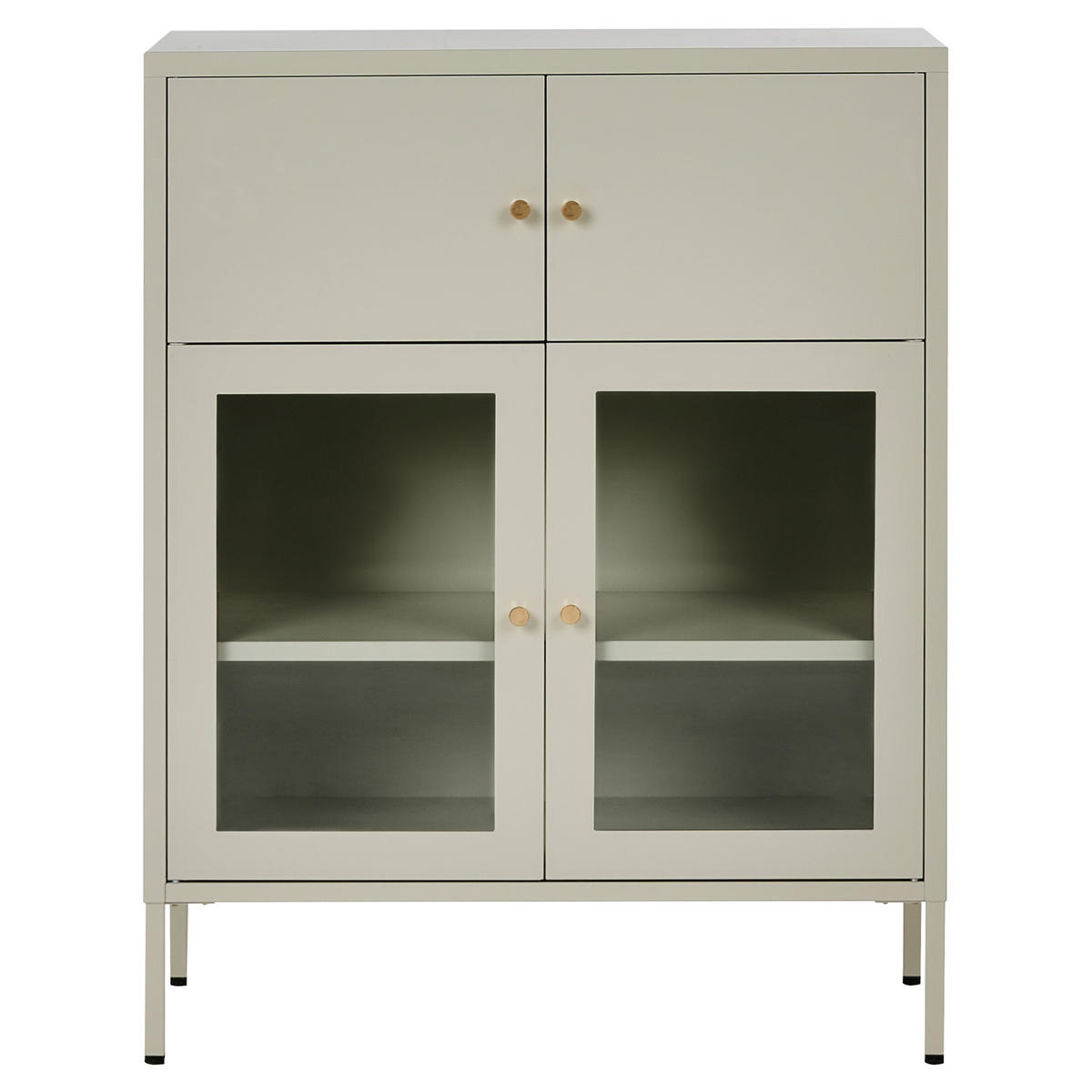 VITRÍNA se skleněnými dveřmi Kov 80 cm Světle béžová Esholt - béžová, kov (80/102/40cm) - Beliani