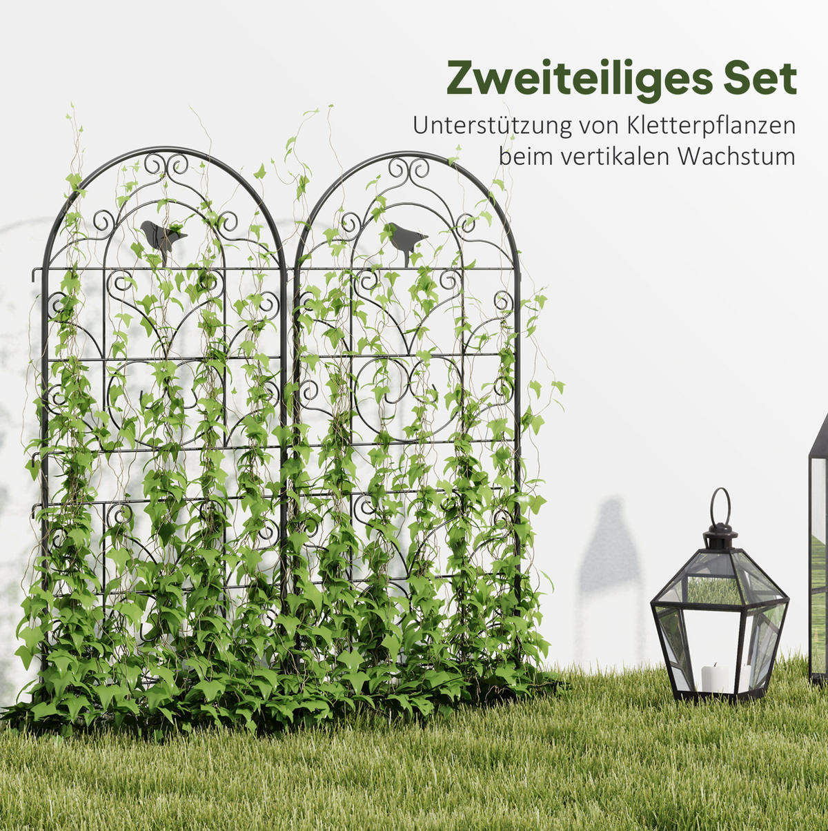 BLUMENKASTENHALTER aus Metall 50x120 cm in Schwarz mit Vogelmotiv - Schwarz, Metall (1.3/120/50cm) - Modfu