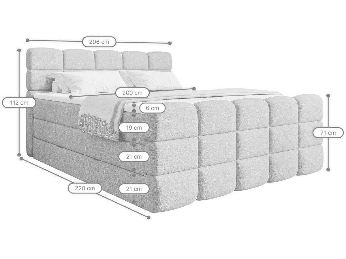 BOXSPRINGBETT Carenzo 1 creme 200/200 cm H3/H4 - Creme, Textil (200/200cm) - wonello