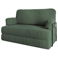 BETTSOFA KESTE aus Schaumstoff Bucle-Stoff Grün Schlaffunktion - Grün, Textil (140/86/60cm) - MASSENO