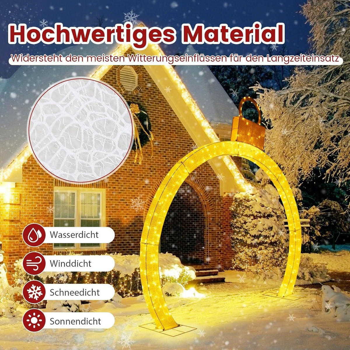 WEIHNACHTSBOGEN 313cm Warmweiß - Weiß, Metall (314/313/60cm) - COSTWAY
