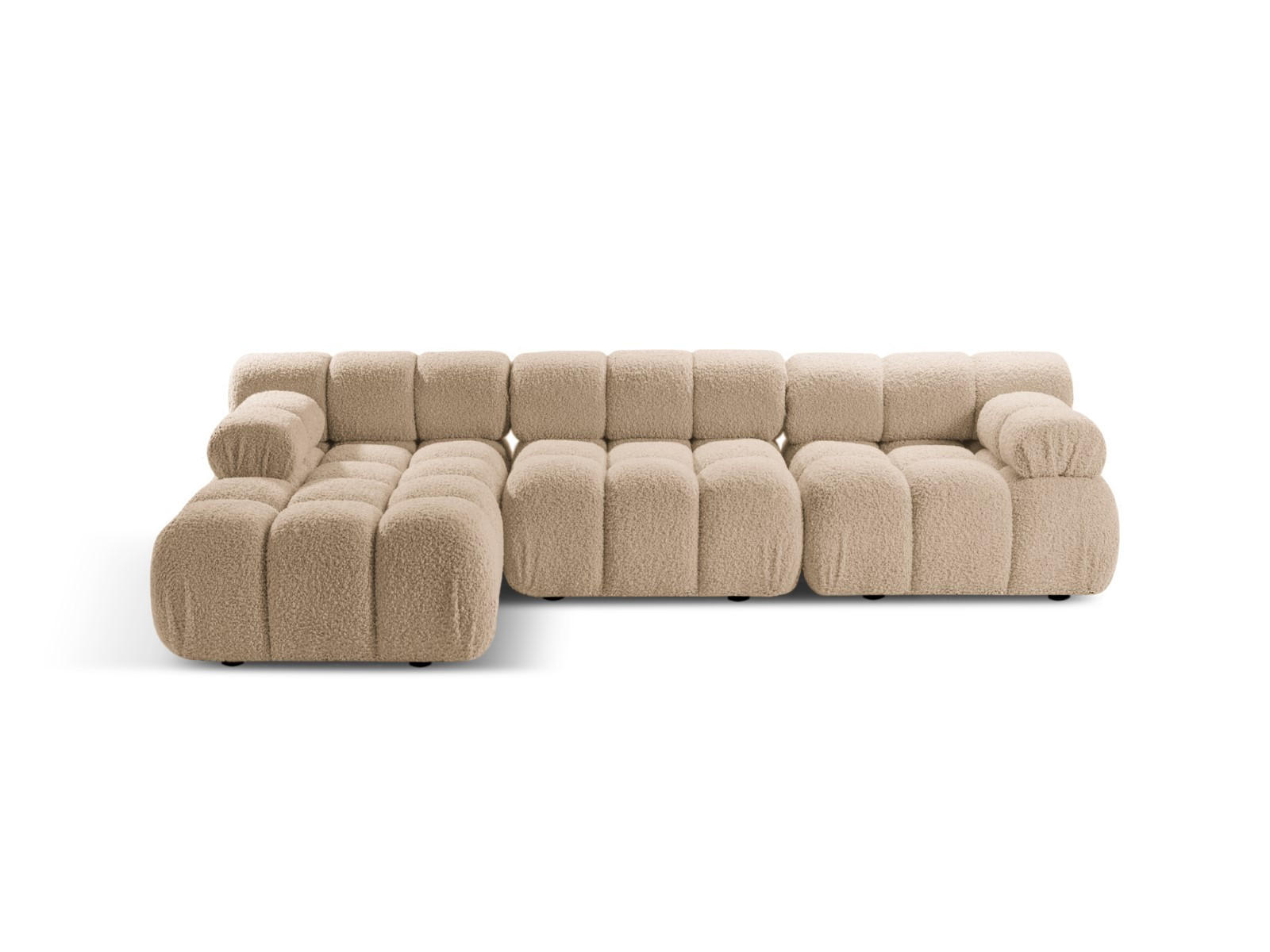 ECKSOFA modular links Bellis aus Boucle sandfarben 4 Sitzplätze - Sandfarben, Textil (155/282cm) - Micadoni
