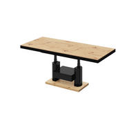 COUCHTISCH rechteckig höhenverstellbar ausziehbar Schublade 120/75/56 cm - Schwarz Hochglanz/Eiche Artisan, Holzwerkstoff (75/120/56cm) - designimpex