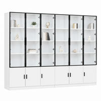 VITRINE mit LED 240 x 32 x 200 cm MDF Glas White 12-türig - Weiß, Glas (32/200/240cm) - Beauniv
