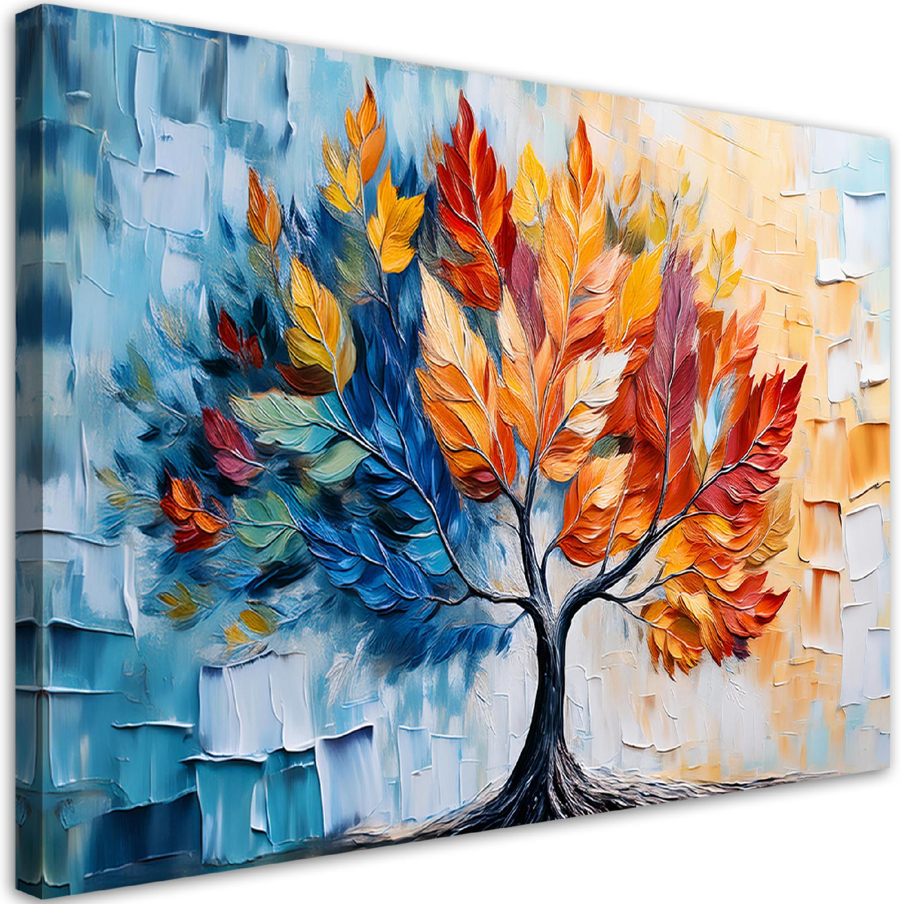 WANDBILD liebesbaum verlässt bunte pflanzen - Multicolor, Textil (60/40cm) - Feeby