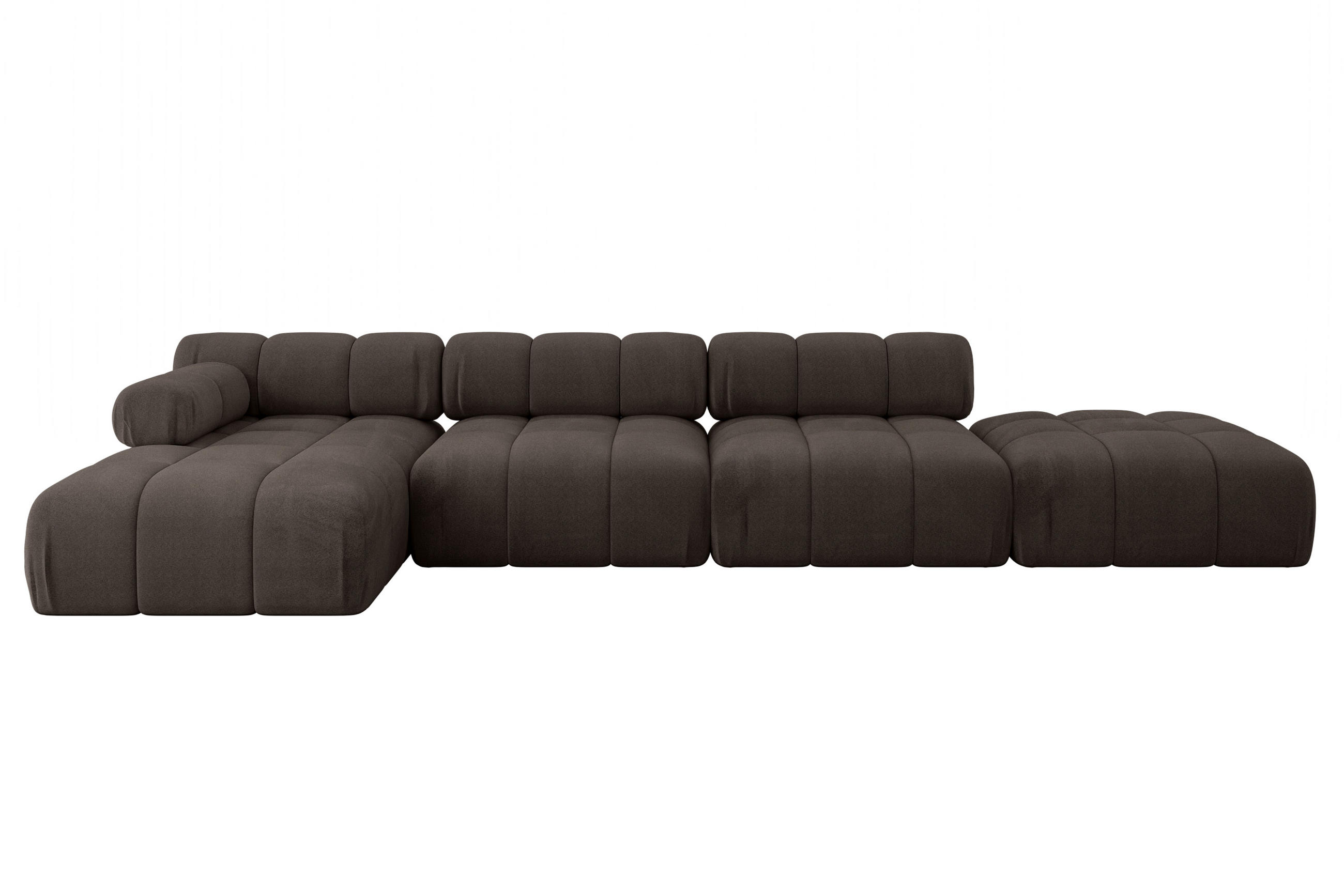 ECKSOFA modulares Sofa Lizur-L2 - 380x160x70 cm Braun Velours - Braun, Holzwerkstoff/Textil (380/160cm) - ALTDECOR