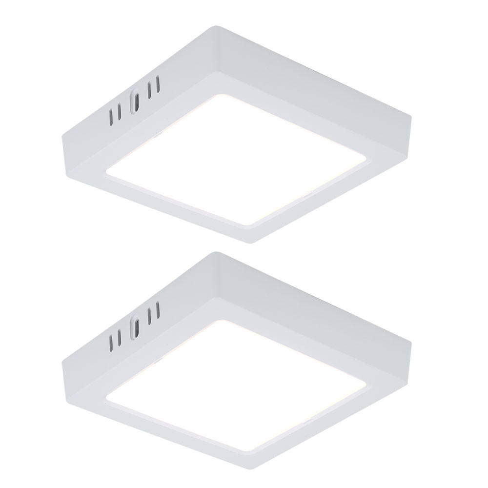 LED DECKENLEUCHTE Aufbau Weiß 2er Set - Weiß, Metall (16.7/16.7/3.1cm)