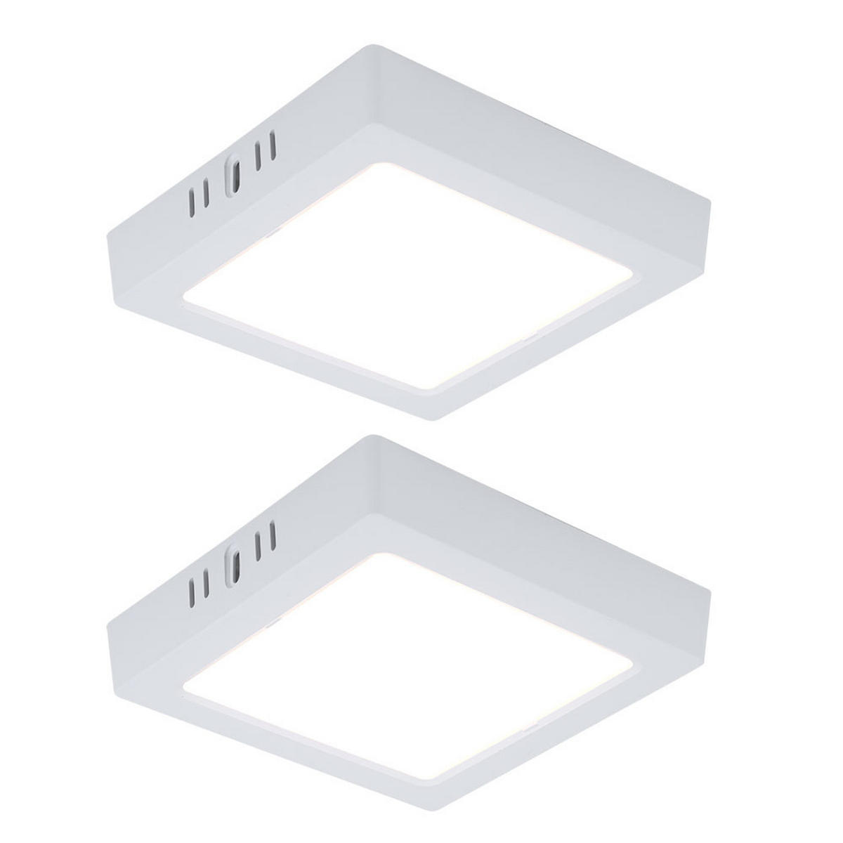 LED DECKENLEUCHTE Aufbau Weiß 2er Set - Weiß, Metall (16.7/16.7/3.1cm)