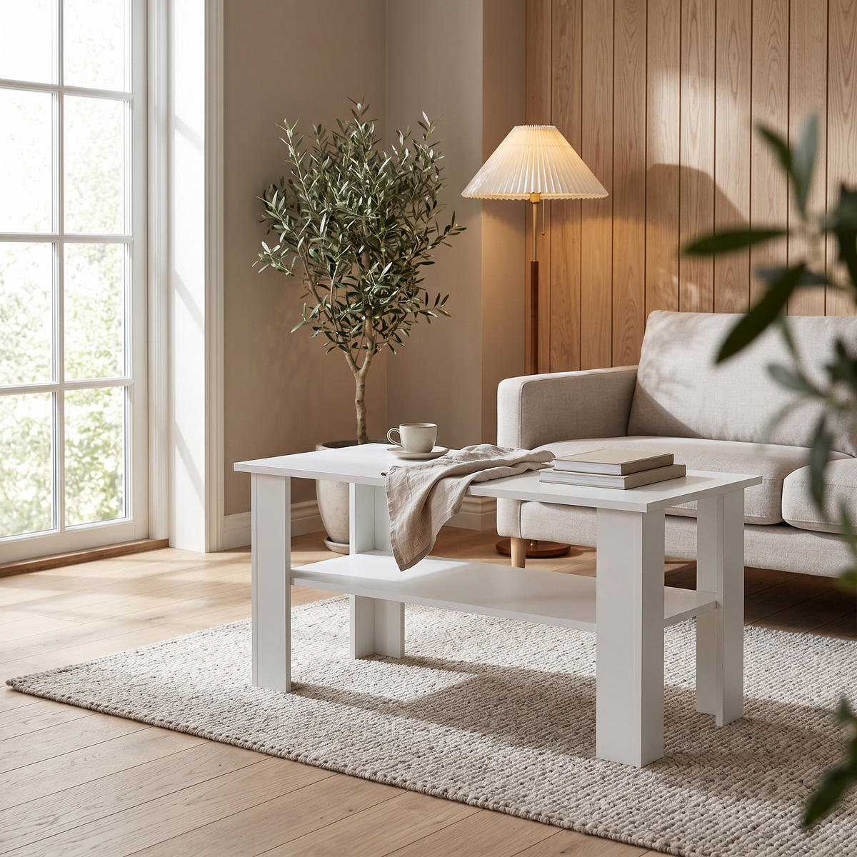 COUCHTISCH ALBANO 100 cm Weiß - Weiß, Holzwerkstoff (55/100/58cm) - MASSENO