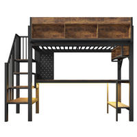 HOCHBETT 90/200 cm Schwarz mit Eckschreibtisch, Stauraum und LED - Schwarz, Holz (90/200cm) - Oxeza
