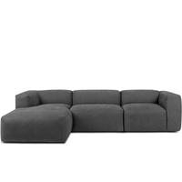 ECKMODULSOFA-LINKS BUFFO mit extrem weicher und bequemer Sitzfläche, Gewebestoff, aschfahl - Grau, Textil (297/180cm) - KONSIMO®