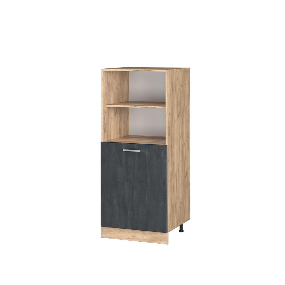 HERDUMBAUSCHRANK R-Line Schwarz Beton 60 cm - Honigeiche/Eiche Wotan, Holzwerkstoff (60/143/57cm) - Vicco