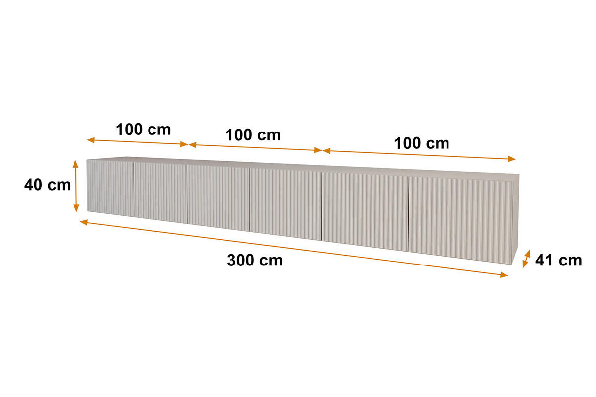 LOWBOARD NOA-2-W 3x100x40x41 cm - Kaschmir - Kaschmir, Holzwerkstoff (300/40/41cm) - ALTDECOR