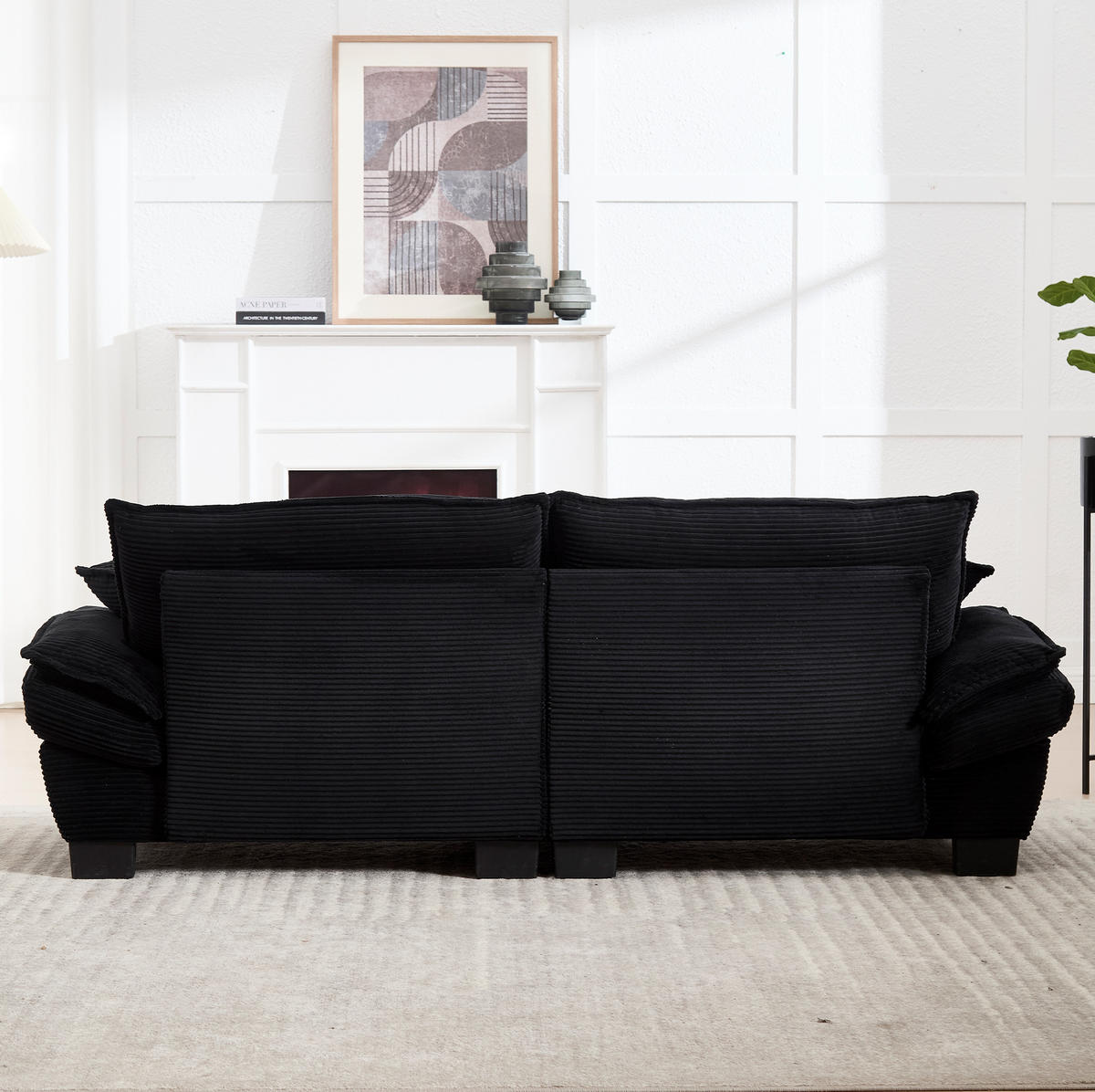 SOFA 2-Sitzer mit ultratiefem Sitz ca. 224 x 81 x 81 cm Velvet Black - Schwarz, Kunststoff (224/81/81cm) - Meubliv