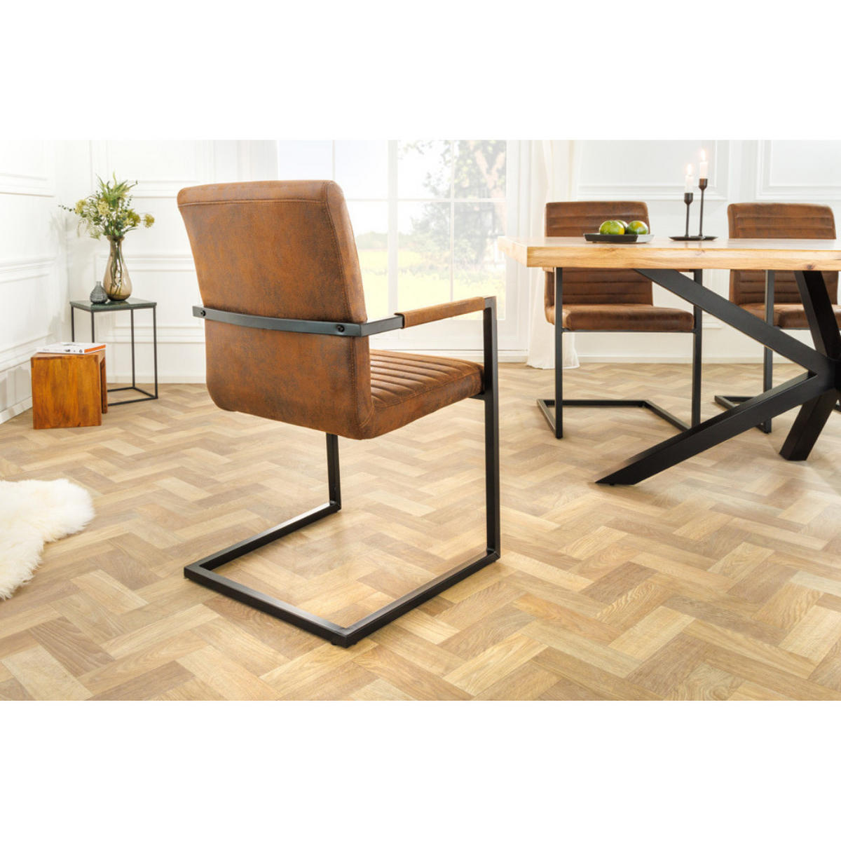 STUHL LOFT Microfaser Braun - Braun, Textil/Metall (54/91/55cm) - riess-ambiente