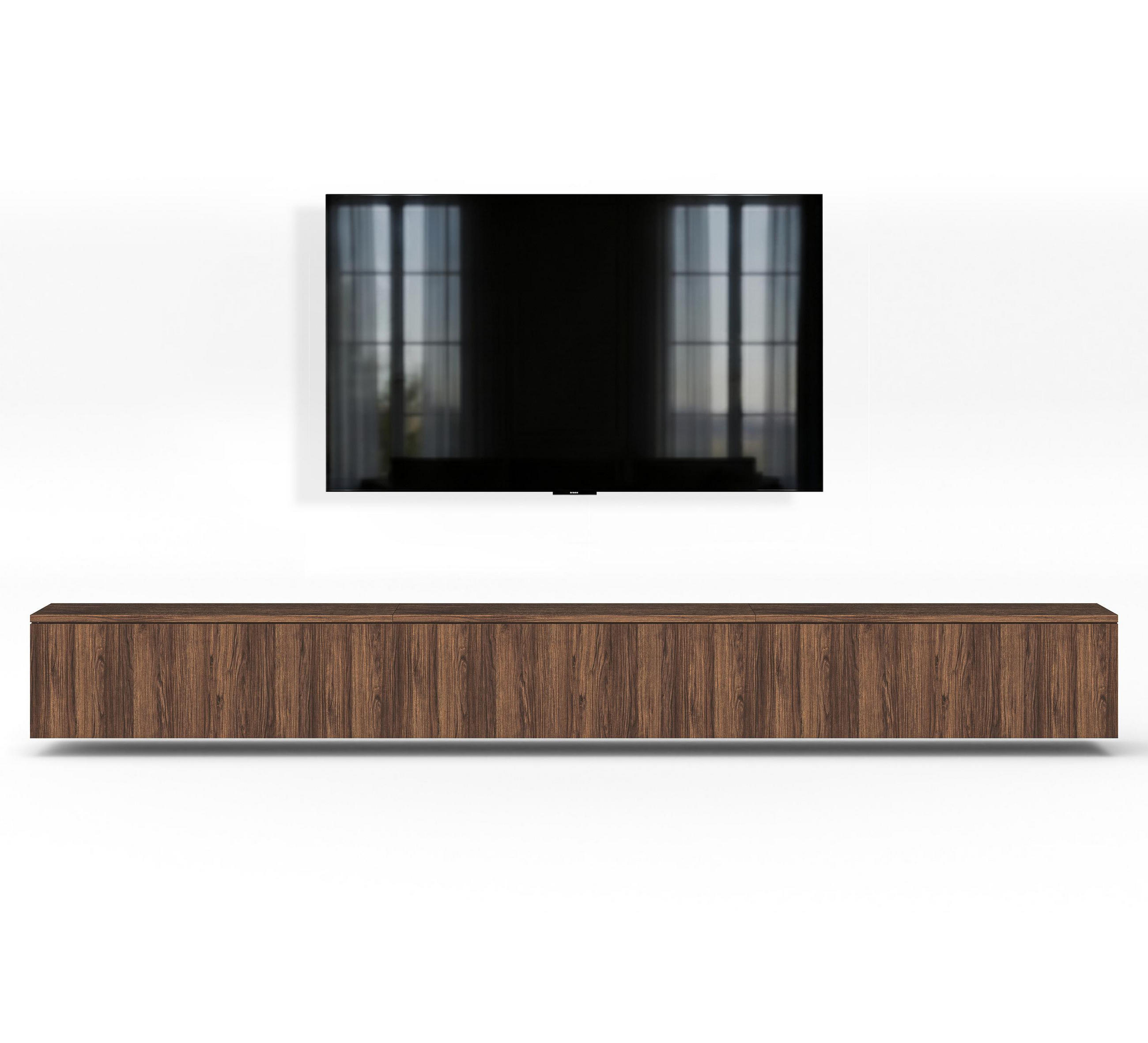 LOWBOARD Barvo 3x100 Nussbaum Warmia 300/34/32 cm – hängendes TV-Board - Nussbaumfarben, Holzwerkstoff (300/34/32cm) - AX Living