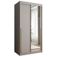 SCHWEBETÜRENSCHRANK mit Spiegel 100 cm Breite Kaschmirmit Goldgriff - Kaschmir/Goldfarben, Holzwerkstoff (250/200/62cm) - Home Collective