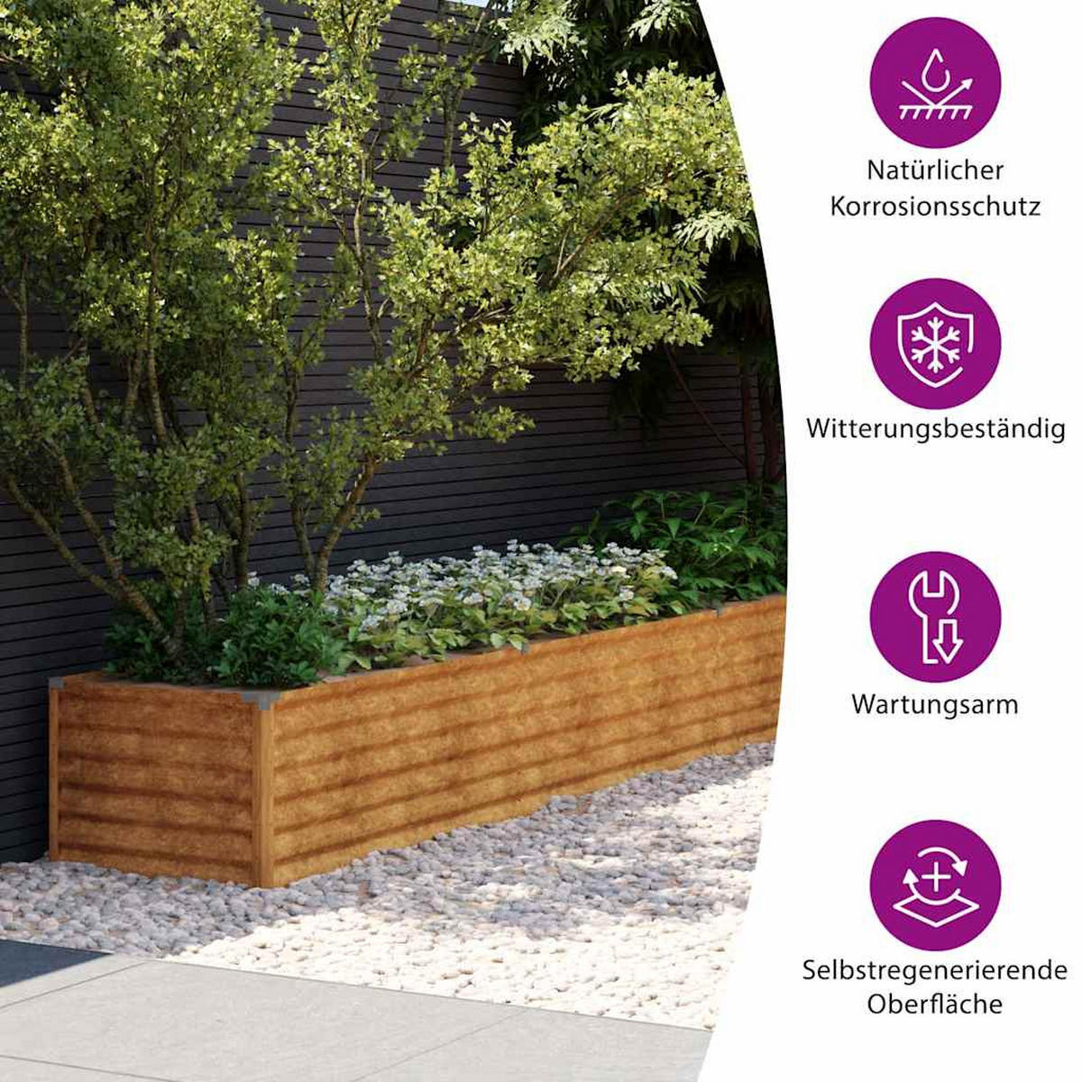GARTEN-HOCHBEET 291/50/36 Cm Cortenstahl - Braun, Metall (291/36/50cm) - vidaXL