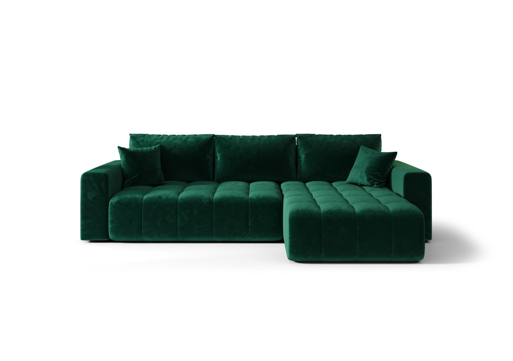 ECKSOFA mit Schlaffunktion MILO R Monolith 37 Rechts - Grün, Textil (280/175cm) - Bedante