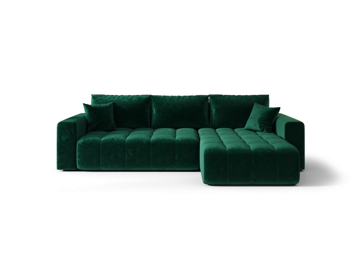 ECKSOFA mit Schlaffunktion MILO R Monolith 37 Rechts - Grün, Textil (280/175cm) - Bedante