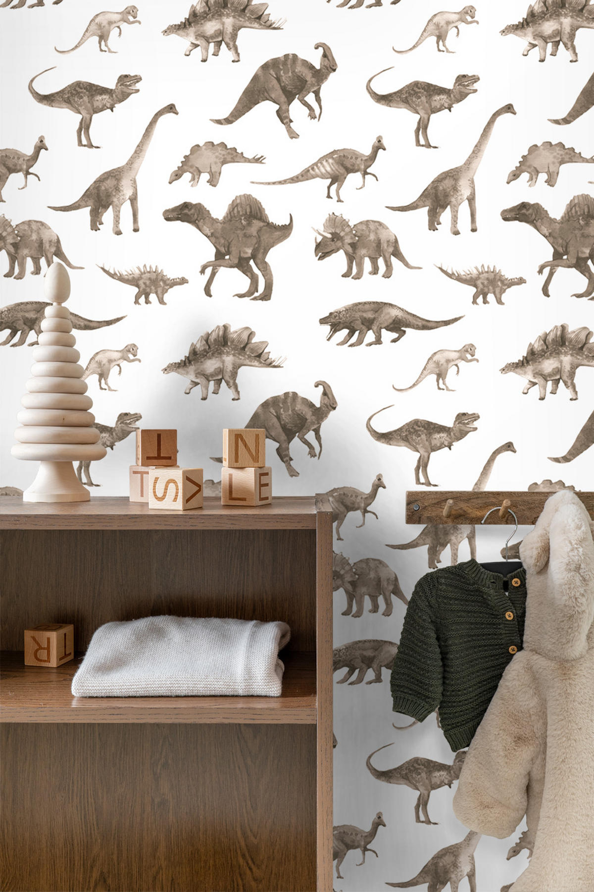 TAPETE Dinosaurier 50 x 900 cm - Beige, Papier (50/0.1cm) - ESTAhome