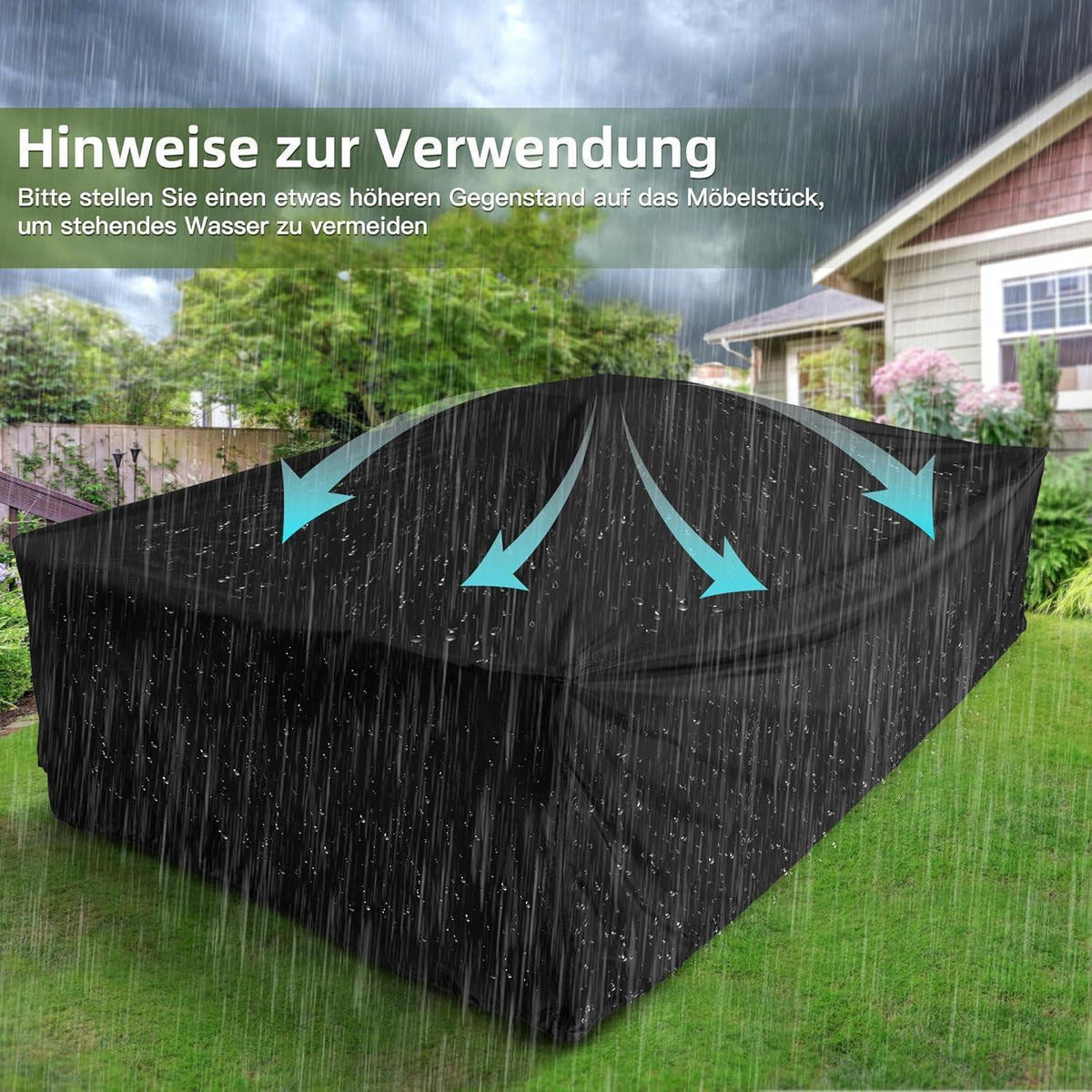 ABDECKPLANE Gartenmöbel COMLAX FIELD 240 x 210 x 85 cm - Schwarz, Kunststoff (210/85/240cm)