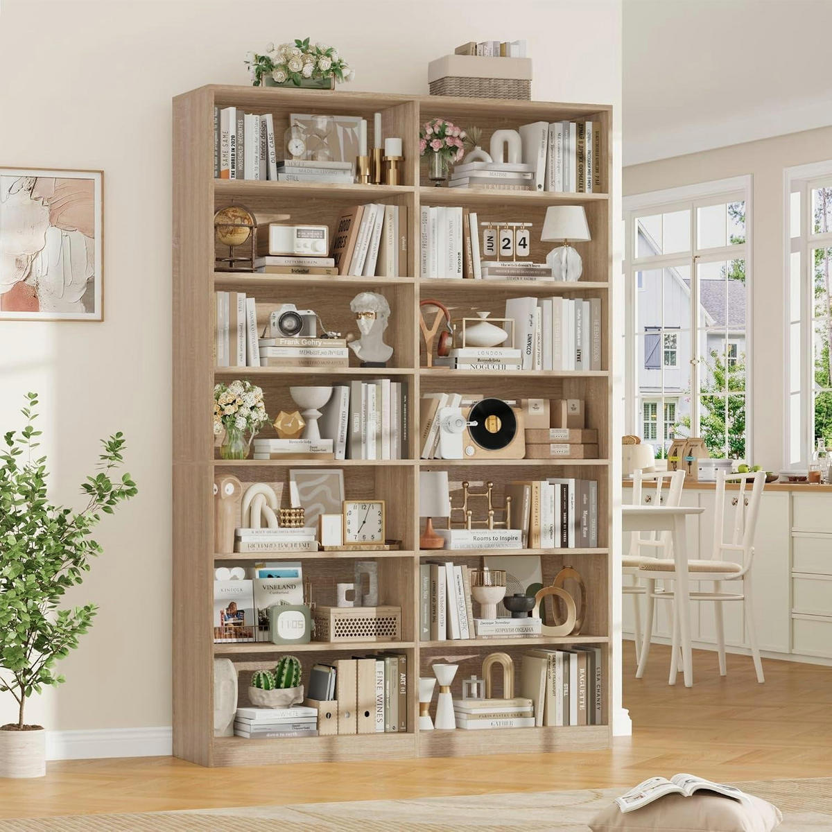 BÜCHERREGAL 212 cm Eiche 14 Fächer - Braun, Holzwerkstoff (116/212/28.5cm)